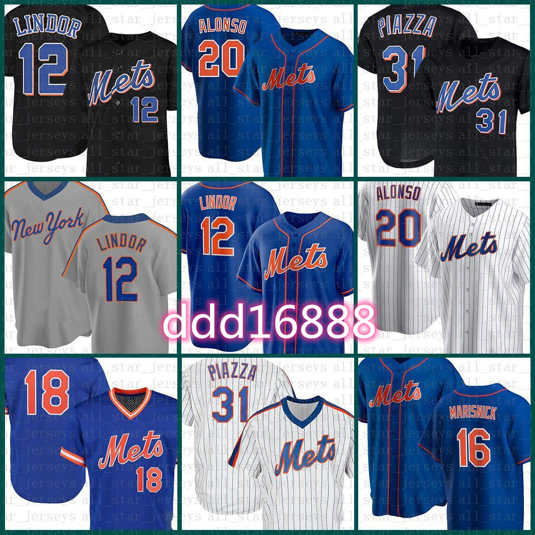 

12 Francisco Lindor New Custom York Met Baseball Jersey 20 Pete Alonso 18 Darryl Strawberry 31 Mike Piazza 16 Dwight Gooden 48 deGrom White, Jersey(daduhui)