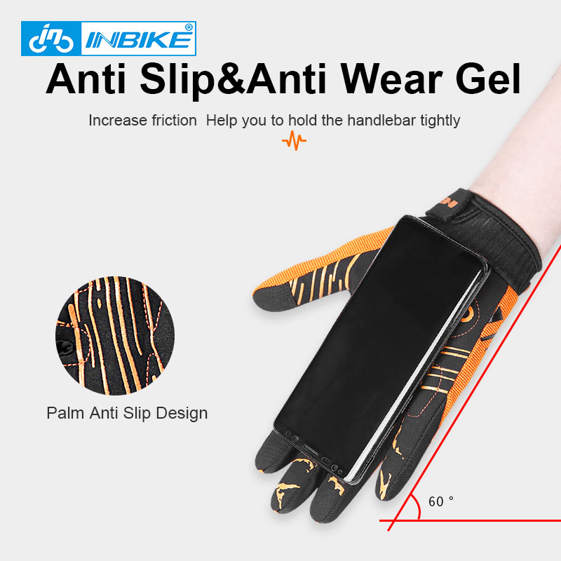 

INBIKE Cycling Gloves Touch Screen MTB Bike Gloves Sport Shockproof Full Finger Reflective Winter Spring Bicycle Glove For Meng