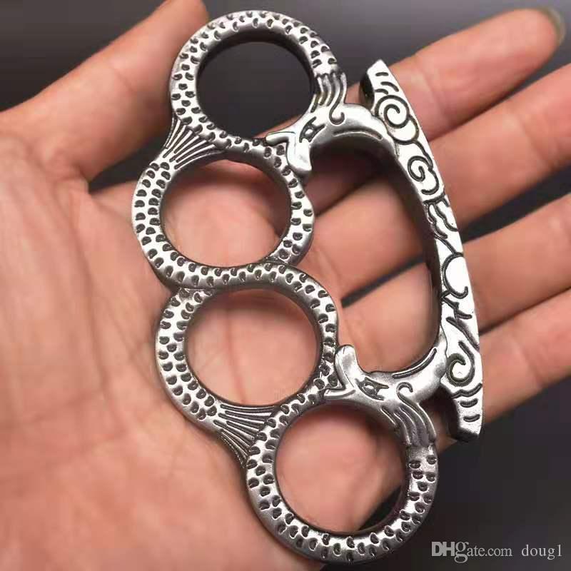 

Double dragon alloy finger tiger martial arts fighting equipment with fist clasp ring iron four finger tiger self defense weapon hand brac05