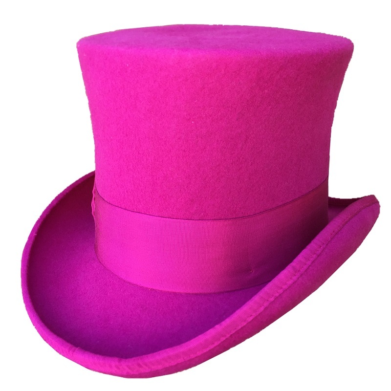 

2021 New Rose Pink Women Top Victorian Cylinder Chimney Pot Steampunk Mad Hatter Hat Toppper 0q8c, Red