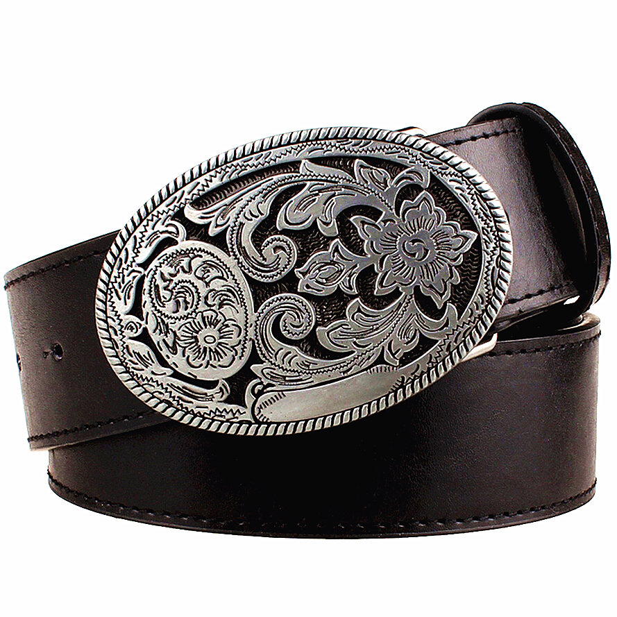 

2021 New Retro Women's Metal Buckle Weave Arabesque Pattern Leather Belts Trend Strap Decoration Belt Gift for Women N3er, Black