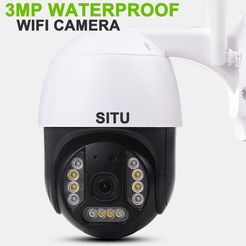 

Cameras 12 LED Lights WIFI IP Camera Outdoor PTZ H.265X 1080p Speed Dome CCTV Security 3MP IR Home Surveilance EU/US Plug