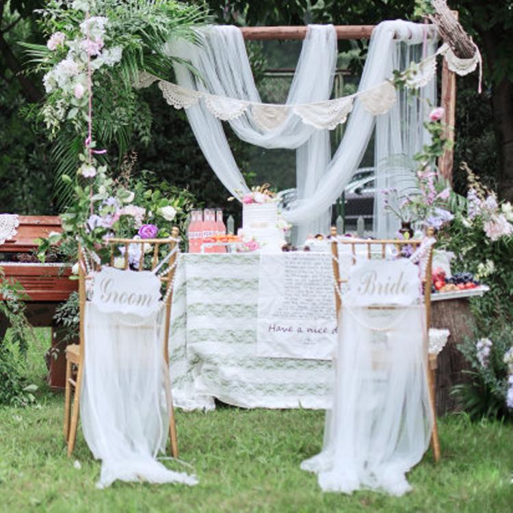

Party Decoration Wedding Chair Back Gauze Stage Decorative Backdrop Pography High Density Net Veils Supplies White Yarn