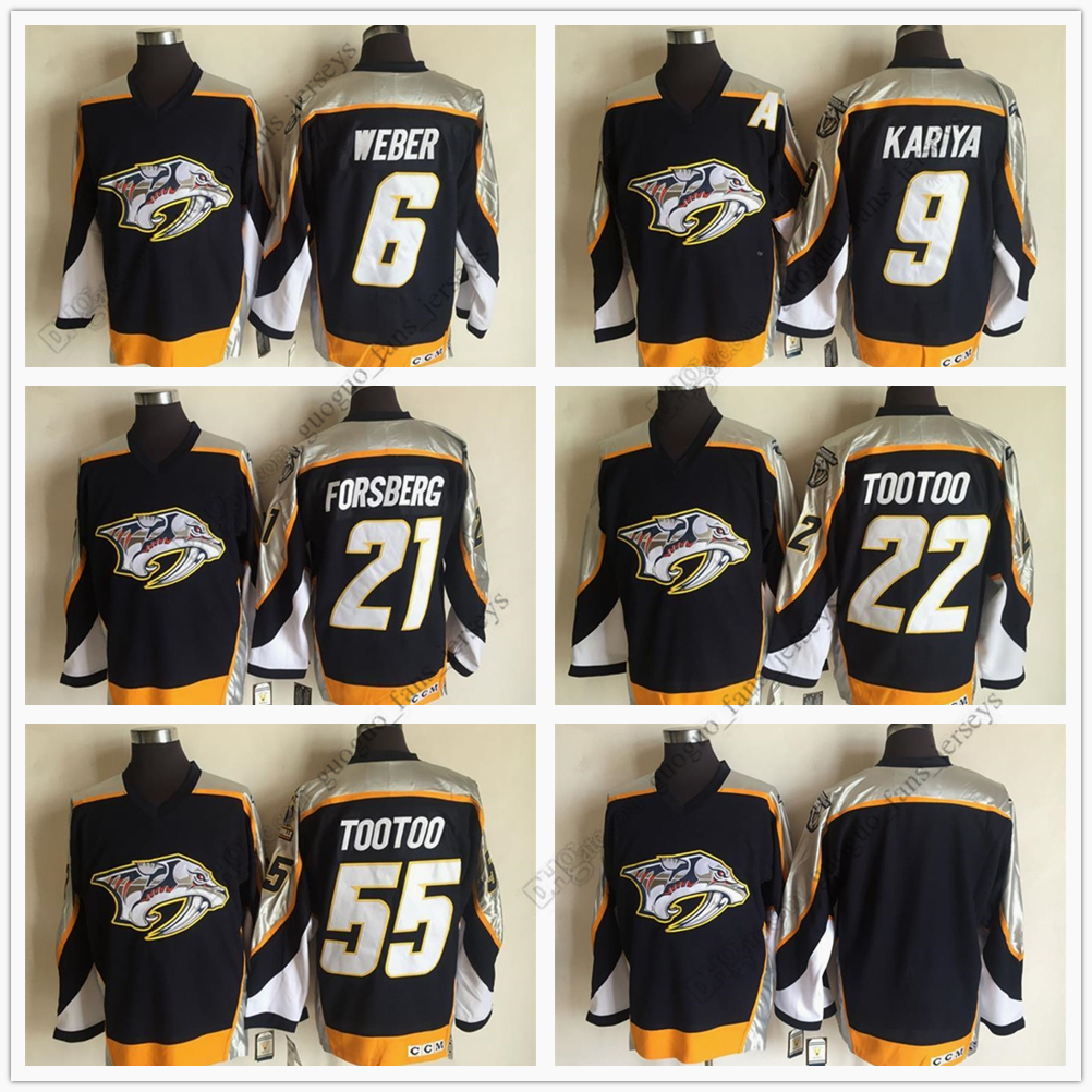 

Vintage Ice Hockey Jerseys 6 Shea Weber 9 Paul Kariya 21 Filip Forsberg 22 Jordin Tootoo 44 Kimmo Timonen 47 Alexander Radulov 55 Tootoo Black, Black;red