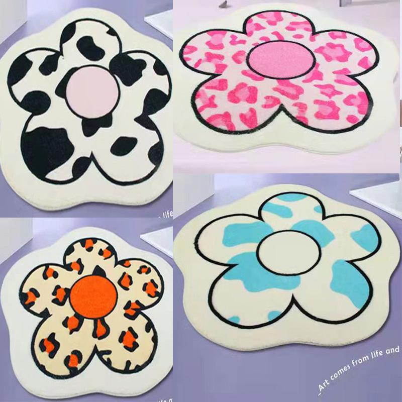 

Carpets Nordic Flocking Carpet Printing Thick Area Rugs Non-slip Floor Mats Bedroom Bedside Round Fluffy Soft Balcony
