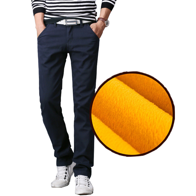 

2021 New Winter Male Fleece Leisure Fashion Ny Pants Men Slim Fit Comfortable High-quality Cotton Baggy Trousers 98kb, Black
