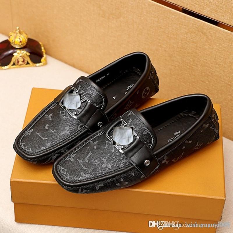 

23 Model L 21ss top Mens Designer Loafers Shoes Classic Slip-on Luxurys Vintage Dress Sneakers Metal button Real Leather Brand Oxfords Casua, #18
