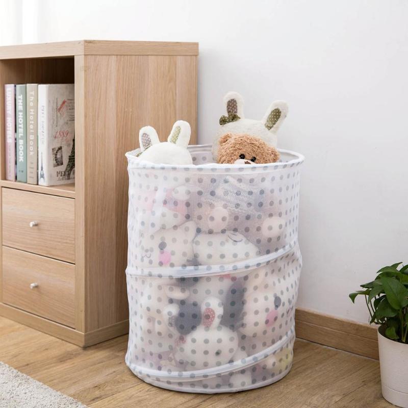 

Folding Clothes Storage Baskets Mesh Washing Dirty Clothes Laundry Basket Portable Sundries Organizer Toy Container