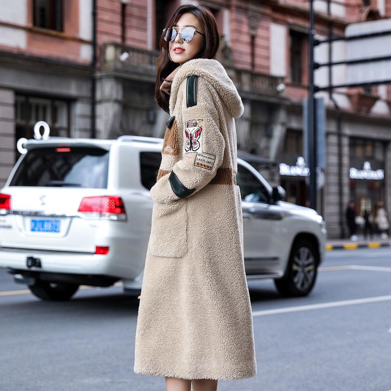 

Women's Fur & Faux Sheep Shearling Real Winter Coat Women Clothes 2021 Korean Long Jacket Windbreaker Manteau Femme F9270 YY2024, Black