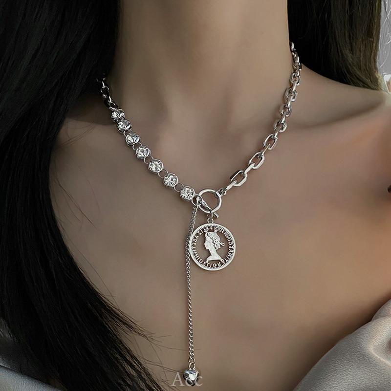 

Pendant Necklaces Woman Heart Necklace Women Tassel Chain Lovers Jewelry Wedding Silver Color Trendy Kpop Party Metal Collares