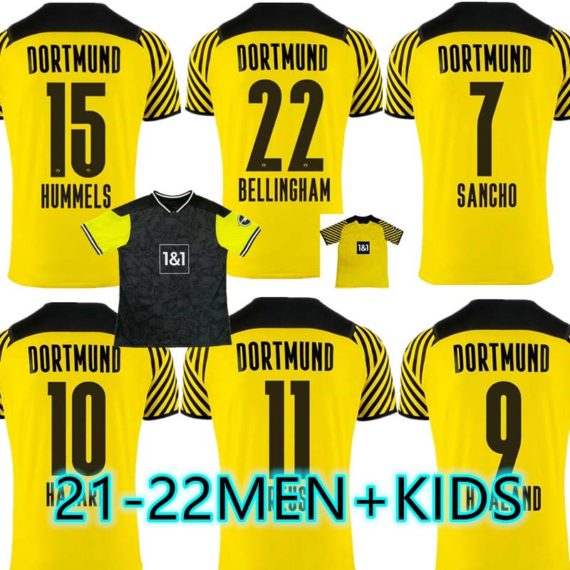 

2021 2022 HAALAND dortmund Home + Away soccer jersey 21 22 BELLINGHAM fourth 4th football shirt REUS NEONGELB SANCHO HUMMELS BRANDT kids kit, Black