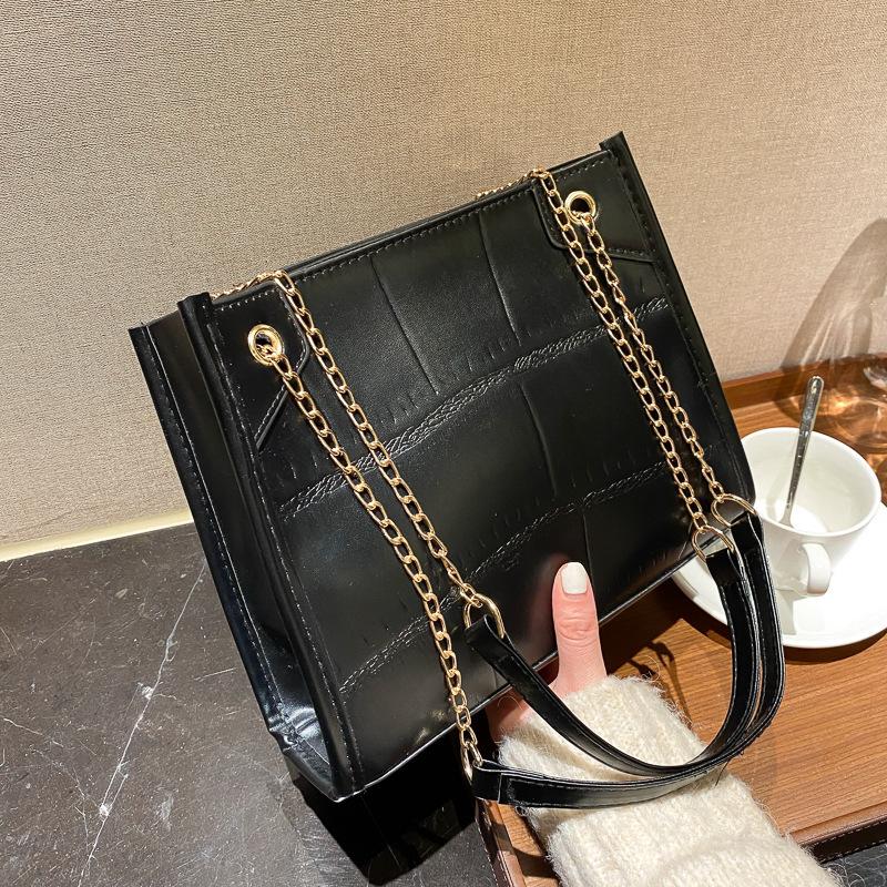 

New 2021 Fashion Women Brand Solid Leather Shoulder Chain Bag Luxury Designer Ladies Casual Crossbody Bags Purses Messenger Bag, Khaki