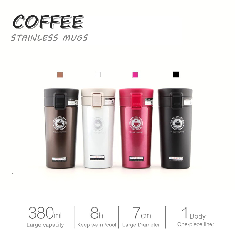 

360ML Mug Coffee Cup Stainless Steel Vacuum Flasks Thermoses My Water bottle Insulated Thermo cups Travel Car Mugs, White