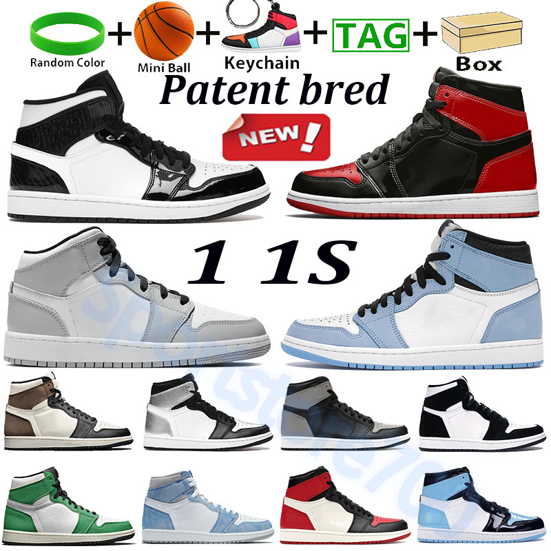 

With box patent bred 1 1s trend basketball shoes university blue high dark mocha mid light smoke grey silver toe shadow men women sports sneaker outdoor trainers, Bubble wrap packaging