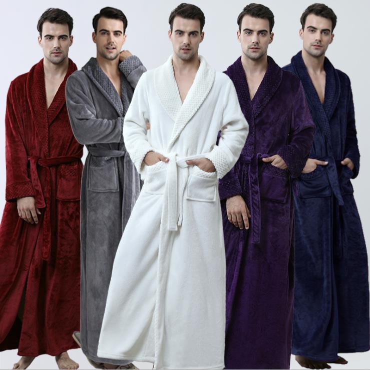 Men&#039;s Sleepwear Rebes Nightgown Winter Coral Casual Bathrobe Bathrobe Home Furnishing Thicken Pajamas-image-703989955