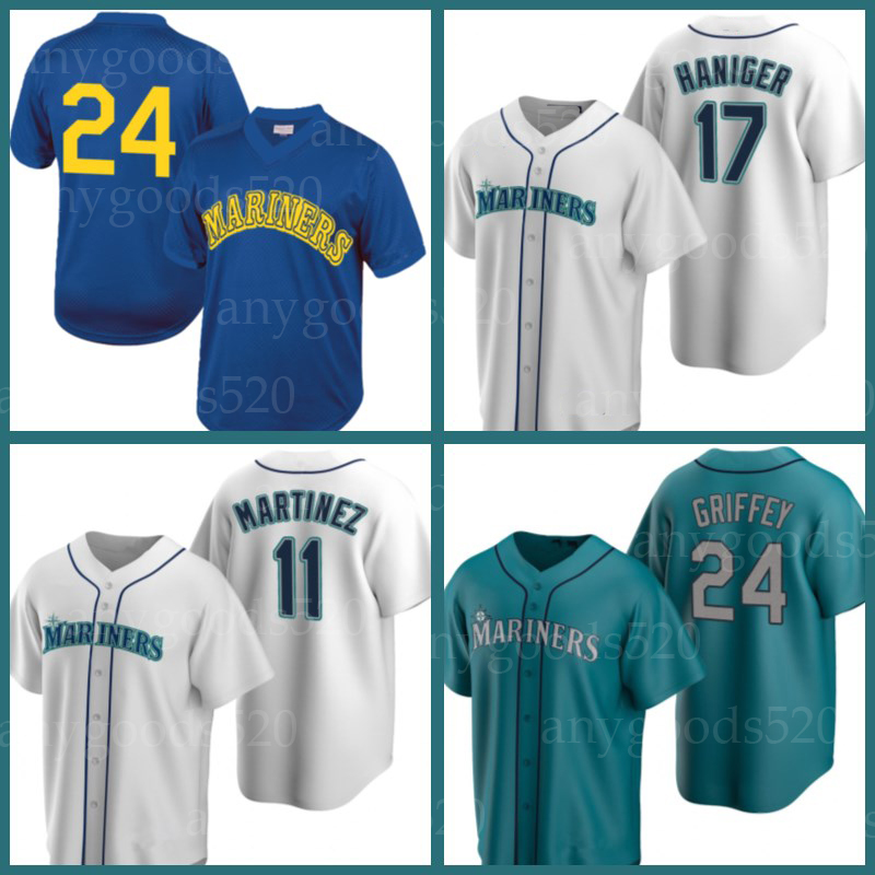 

Seattle Mitch Haniger Mariners Jerseys 11 Edgar Martinez Felix Hernandez Marco Gonzales Kyle Lewis Jake Fraley J.P. Crawford Evan White, Blue;black