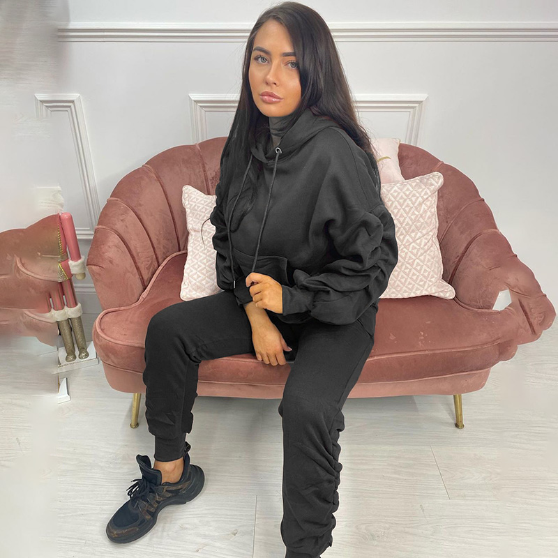 

Women Casual Sweatpant Ruched Cotton Jogger Autumn Loose Cargo Pant Streetwear Trousers 2021 Fashion Female Solid Pants, Black;white