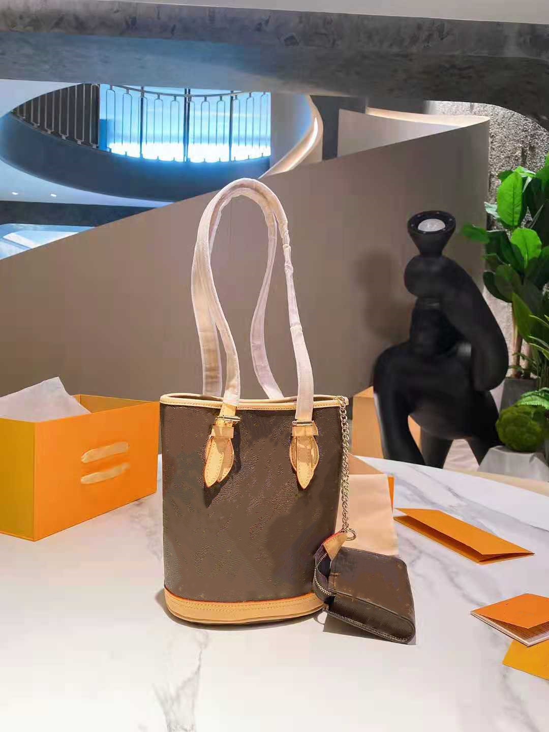 

Fashion bucket bag with small wallet designer luxury handbag one shoulder women's bags adjustable long strap cross shopping wallets 920, Customize