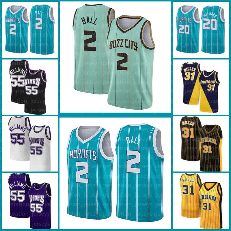 

Charlotte Hornets Lamelo Gordon Ball Hayward Sacramento Kings Jason 55 Williams Indiana Pacers Jersey asda, Black;red