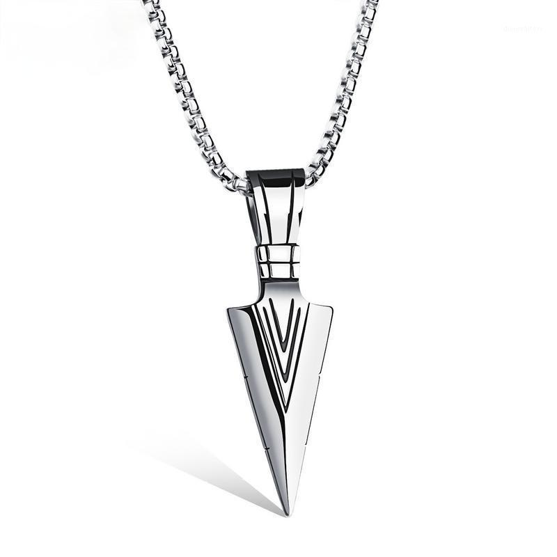 

Chains Trendy Male Street Hip Hop Titanium Steel Jewelry Retro Personality Spearhead Pendant Triangle Arrow Men's Necklace