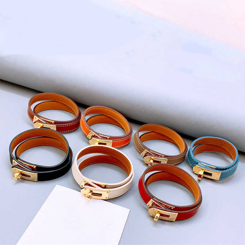 

European and American Fashion Jewelry Double Round Leather Bracelet Is the Best Gift Package for Ladies and Friends Q0720