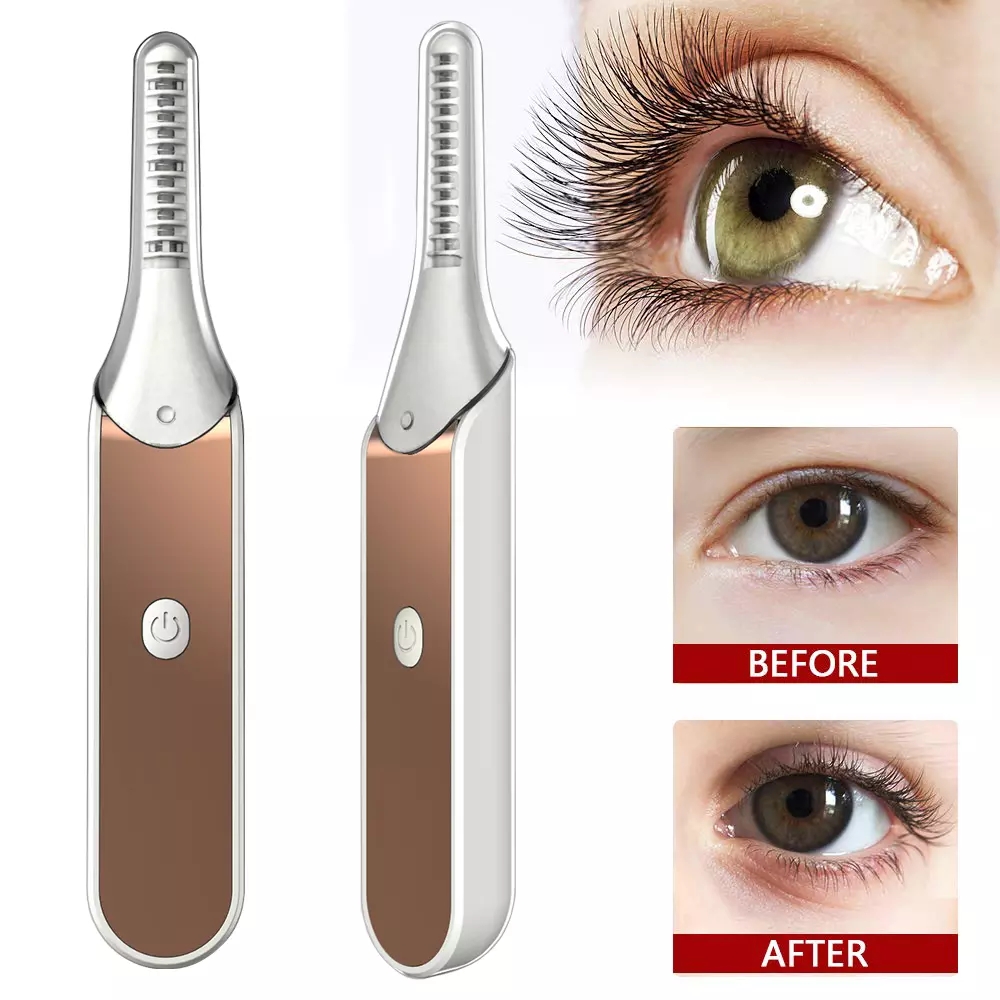 

2021 New Electric Eye Lash Curler Applicator Rose Gold Heated Electrical Eyelash Curler Cosmetics Tool Long Lasting Eye Mascara Makeup Tools