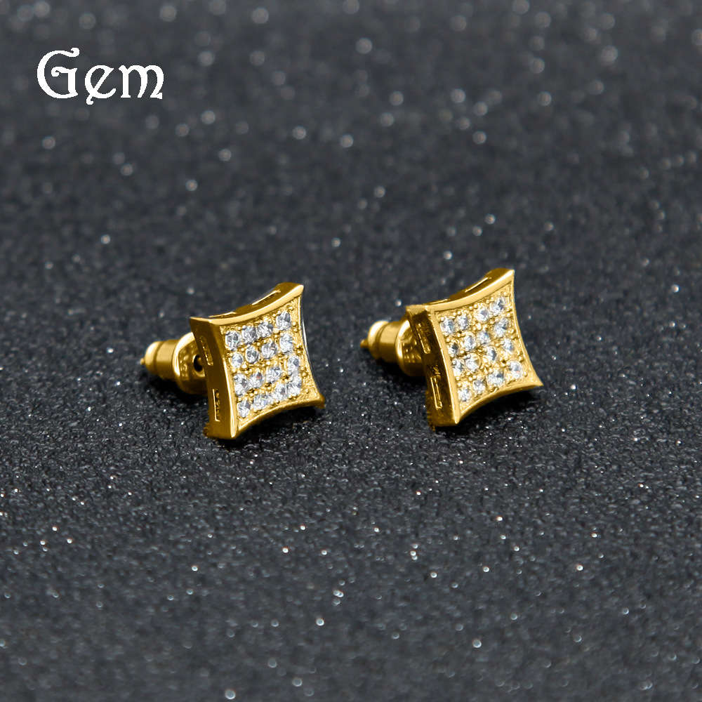 

Hip hop rock high grade zircon inlaid men's Earrings gumeng COPPER EARRINGS