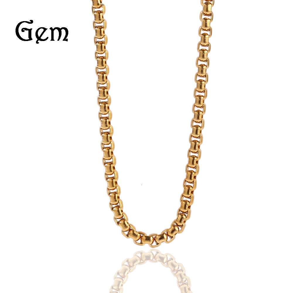 

High grade hip hop Necklace stainless steel lantern chain 4mm 3mm box chain color preserving electroplating chain for men and women