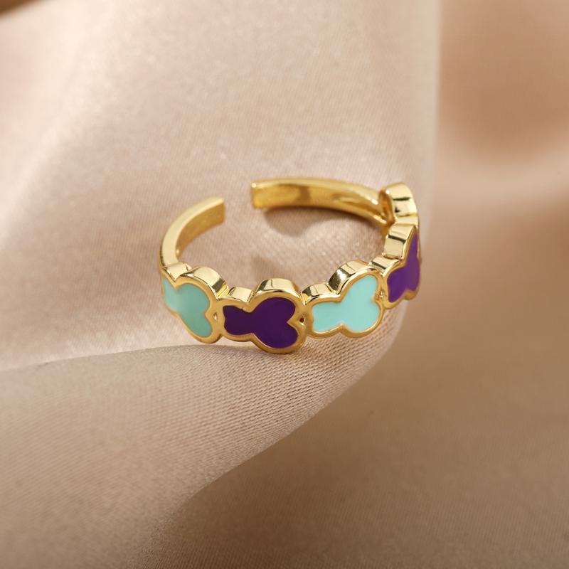 

Cluster Rings Trendy Multicolor Butterfly For Women Couple Ring Friendship Engagement Wedding Open Adjustable 2022 Jewelry Gift, Golden;silver