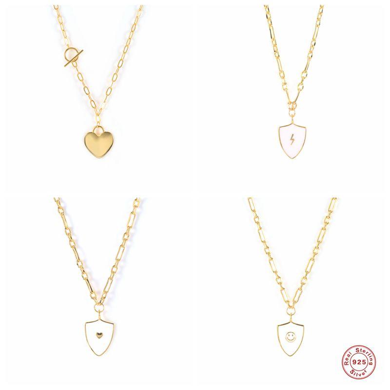 

Chains Viny 925 Sterling Silver INS Heart Drop Necklace For Women 40cm Long Chain Bijoux Fashion Colar Jewelry Party