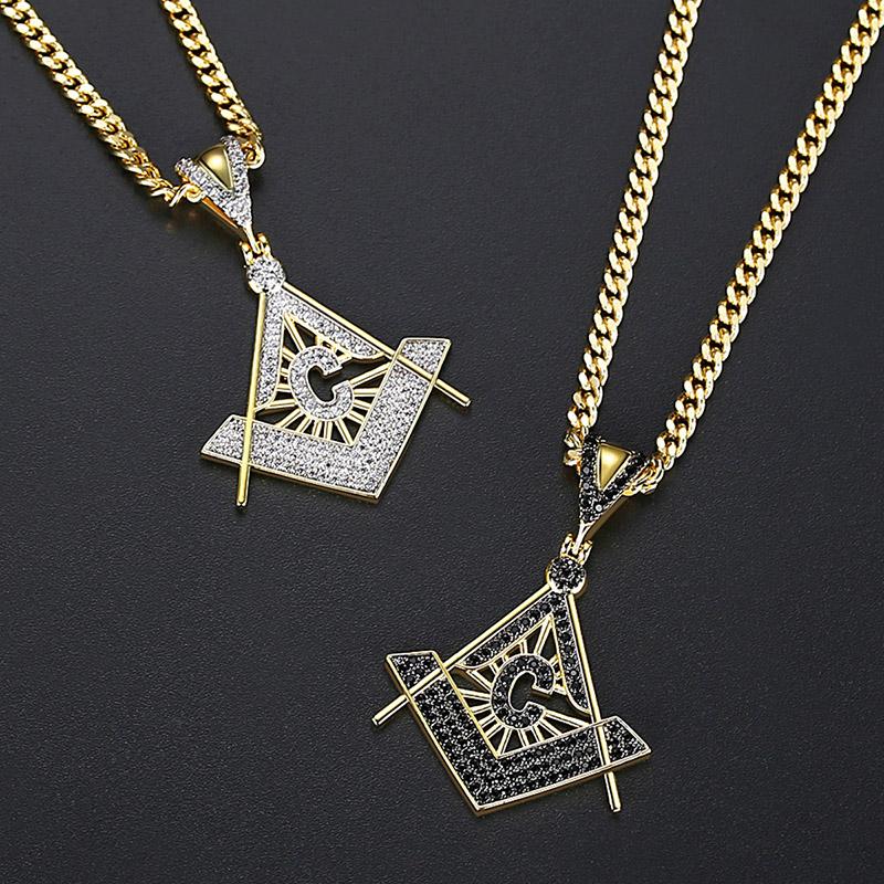 

Pendant Necklaces Hip Hop Micro Pave Cubic Zirconia Iced Out Bling Freemasonry Masonic Pendants Necklace For Men Rapper Jewelry Cuban Ch, Silver