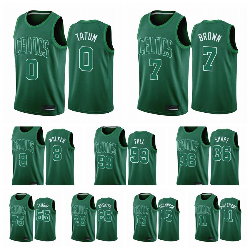 

2020-21 Boston Celtics Men Jayson Tatum Jaylen Brown Marcus Smart Tacko Fall Earned Edition Green Swingman Basketball Jersey, Black;red