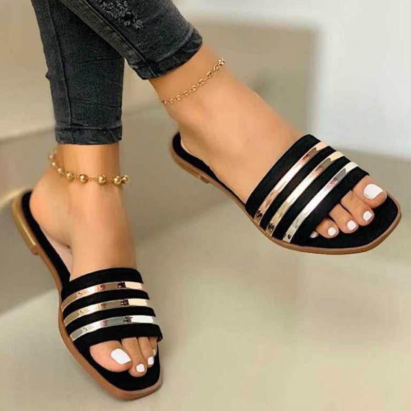 

2021 Women Shoes Flat Summer Beach Sandals Female Sexy Open Toe Outdoor Ladies Slides Casual Flip Flops Big Size Zapatos Mujer, Beige