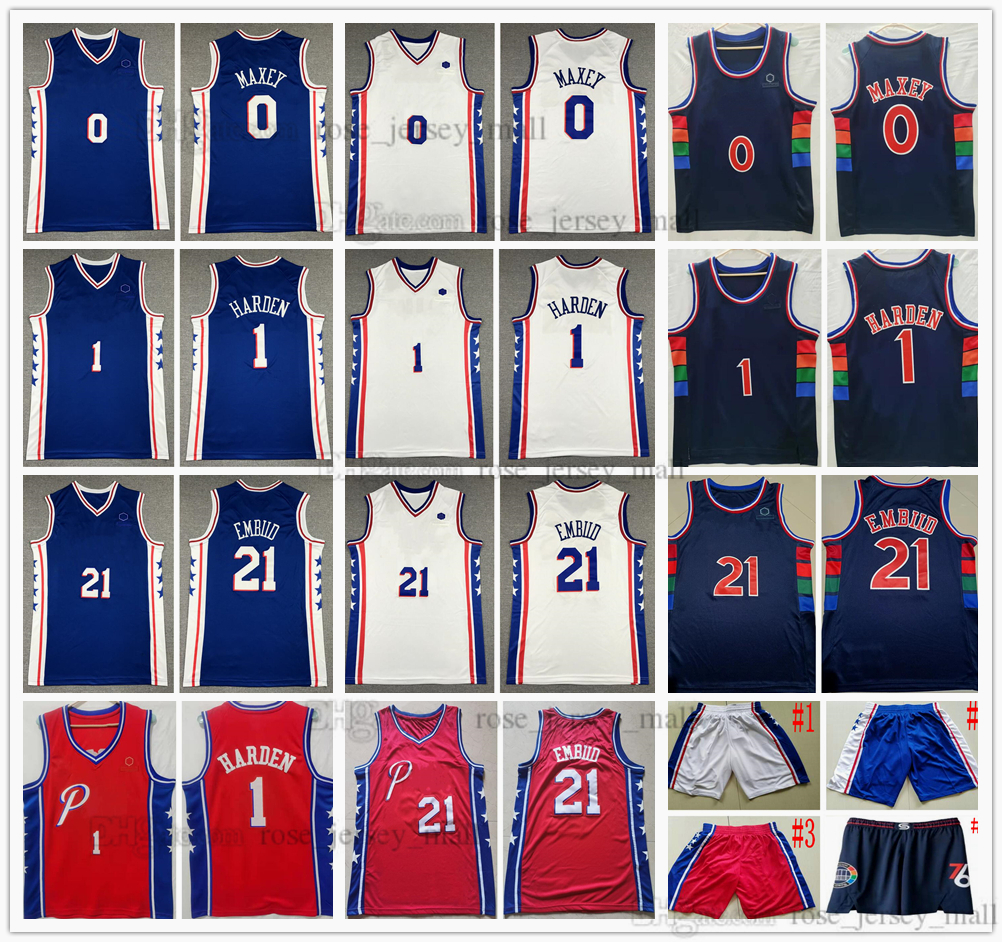 

NCAA College 2022 New City Basketball 1 James 21 Joel Harden Embiid Jersey 0 Tyrese Maxey 7 Isaiah Joe 20 Georges Niang Jerseys Mens Stitched Blue White Red Shorts, As picture