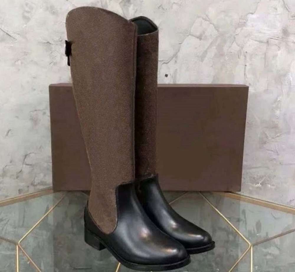 

Fashion color matching round head women long Boots female casual wild non slip leather women boots Cowboy shoe10 2502 ZGN3 7QVH, Black