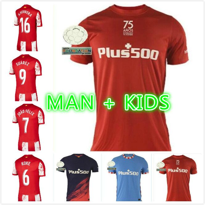 

21 22 Atletico soccer jerseys SUAREZ Madrid JOAO FELIX 2021 2022 M. LLORENTE KOKE SAUL CARRASCO CORREA camiseta LEMAR football shirts Mens J, Black;yellow