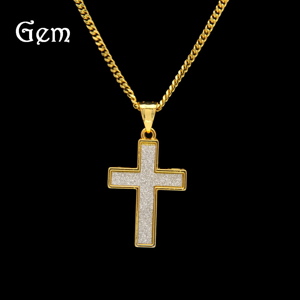 

Hip hop men's sandasted gold onion Pink Cross Pendant