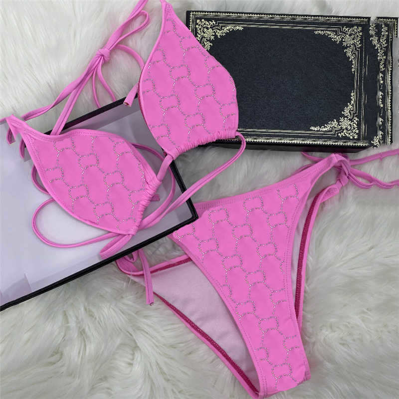 

Womens Bikinis Luxury Rhinestone Swimsuit Homewear Other Textile Sexy Backless Women Swimwear Bathing Suit High Quality