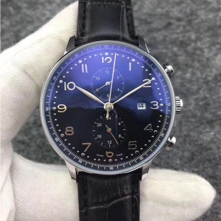 

2021 Factory Hot Selling Men's Watch Quartz and Mechanical Chronograph High Quality Fashion Leather Watch Free Shipping, Slivery;brown