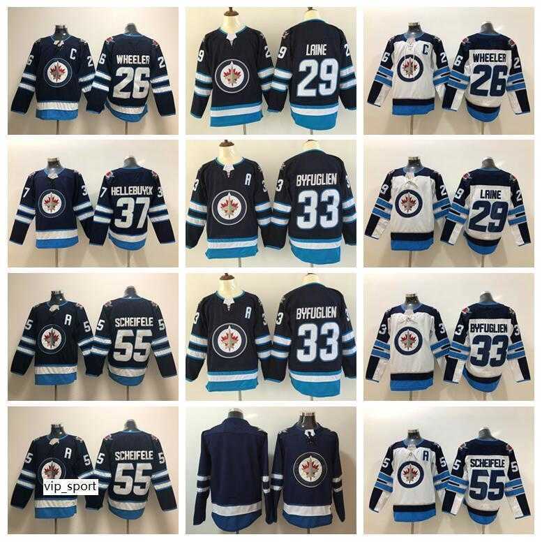 

Men Winnipeg Jets 29 Patrik Laine Jersey Ice Hockey Navy Blue 33 Dustin Byfuglien 26 Blake Wheeler 55 Mark Scheifele 37 Connor Hellebuyck, 55 navy blue
