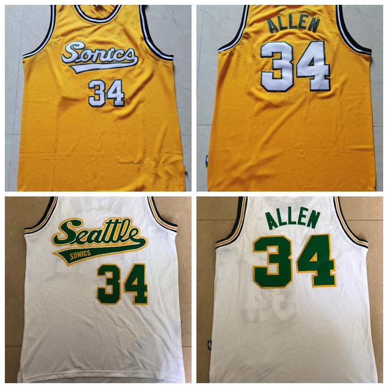 

Ray Allen Seattle SuperSonics Ray Allen jerseys basketball jersey;Swing players sew and embroider basketball jerseys., Black;red