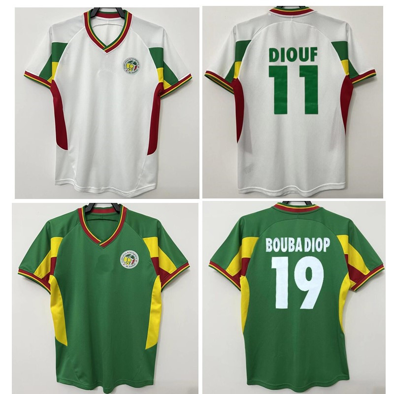 

Top 2002 Senegal Retro jerseys Diouf BOUBA DIOP football shirt H.CAMARA KH.FADIGA soccer jersey DIAO Classic maillot de foot, Senegal2002home