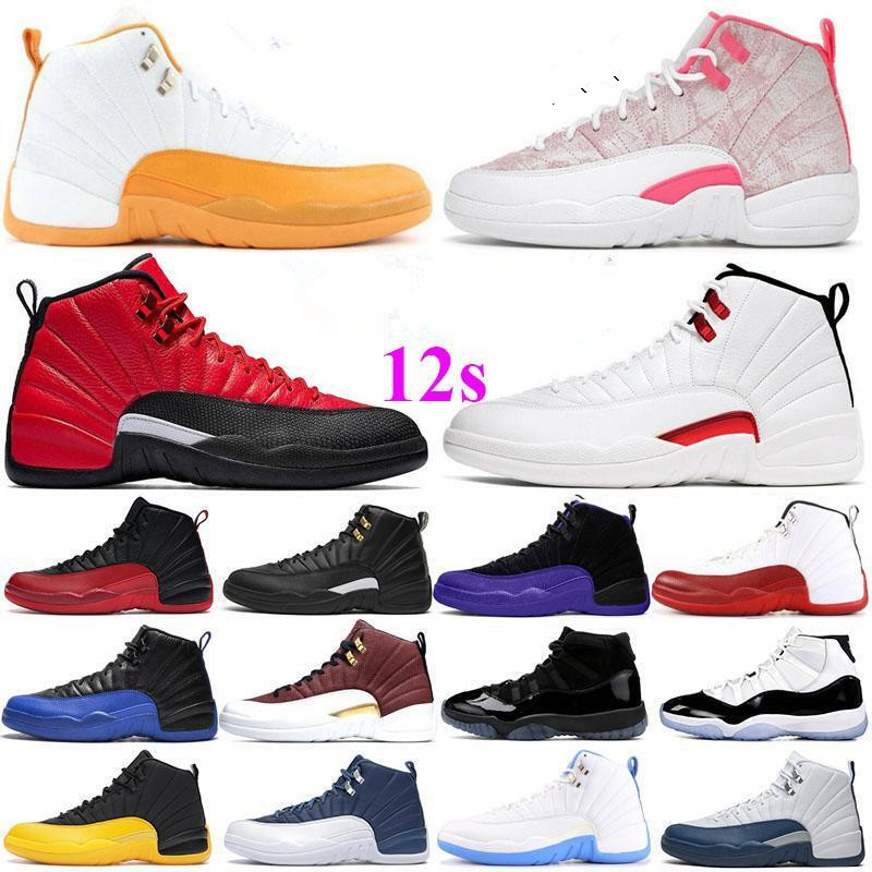 

Hot Basketball shoes 12 12s Bordeaux Dark Grey wool white Flu Game UNC Gym red taxi gamma french blue Suede sneaker Sports size 8-12, 34