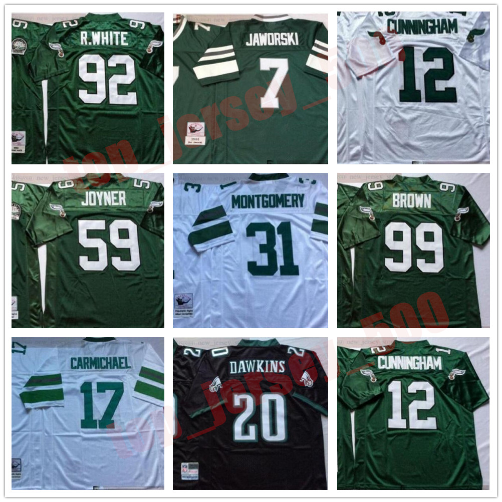 

NCAA Football Reggie White Randall Cunningham Jerseys Jerome Borwn Wilbert Montgomery Harold Carmichael Ron Jaworski Joyner Vintage Man, As shown in illustration