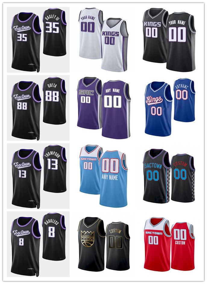 

75th Custom Jersey Sacramento''Kings''Men women youth 15 Davion Mitchell 88 Neemias Queta 20 Jahmi'us Ramsey 13 Tri, Black;red