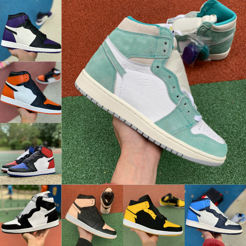 

Sell 2021 New 1 1s Basketball Shoes Men Women Bred Toe Black Green Game Royal UNC Patent Purple Shattered FRAGMENT Banned TWIST Sports Shoe, K108