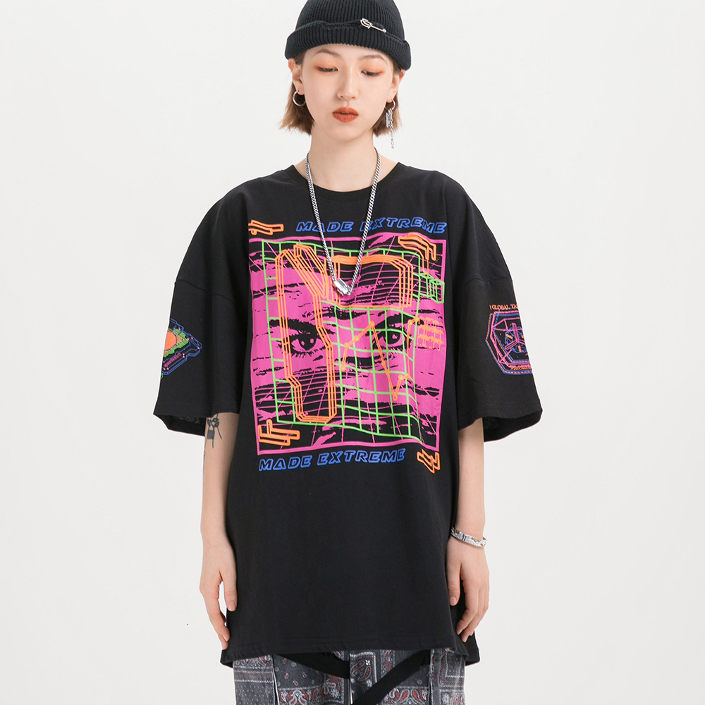 

2021 New Punk Oversized Women Shirts Designer Vintage Summer Goth Clothes Streetwear Graphic Tops Tees V1gv, Beige