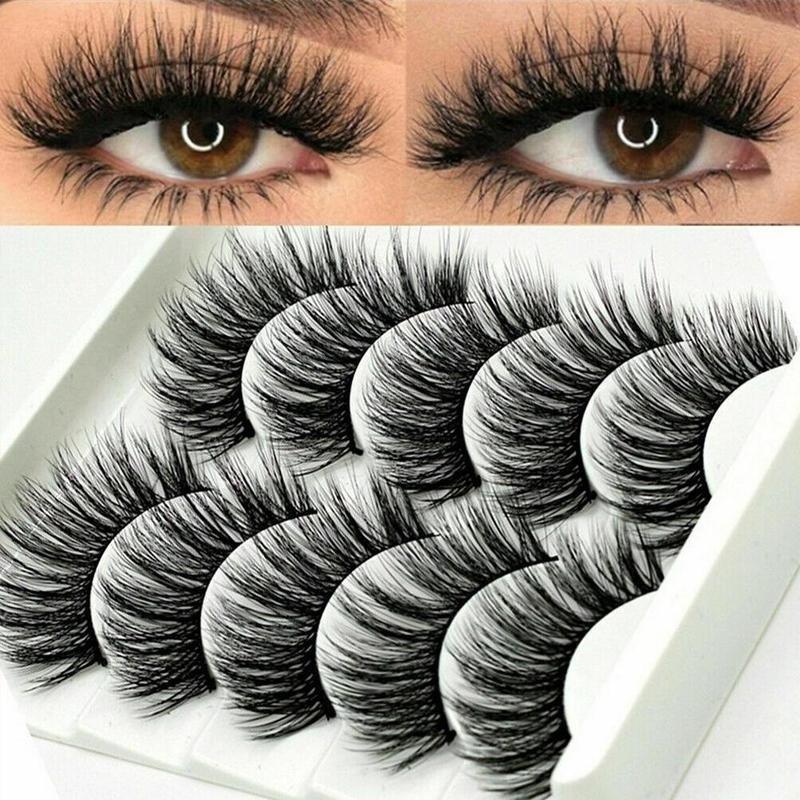 

5 Pairs Handmade Black Eyelashes 3d Soft Cotton Stalk False Lashes Natural Eyelash Extension Long Tools Wispy Makeup Cosmetics