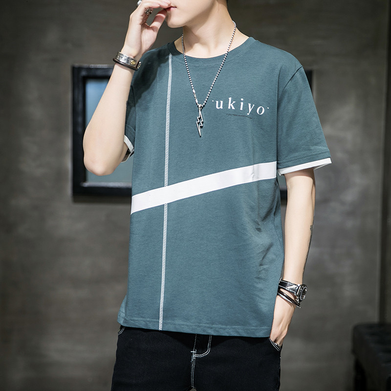 

2021 Men Summer New Arrival Slim Fit Popular 100% Cotton Men's T-shirt Short Sleeves Tops O-neck Male Plus Size Tr0p, Turquoise