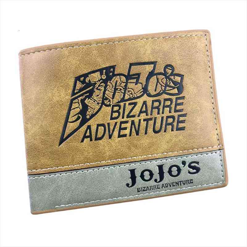 

jojo bizarre adventure leather wallets anime cartoon short purse with card holder men women carteira wallet, Red;black